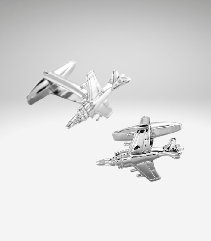 Jetfly sølvfarvede manchetknapper