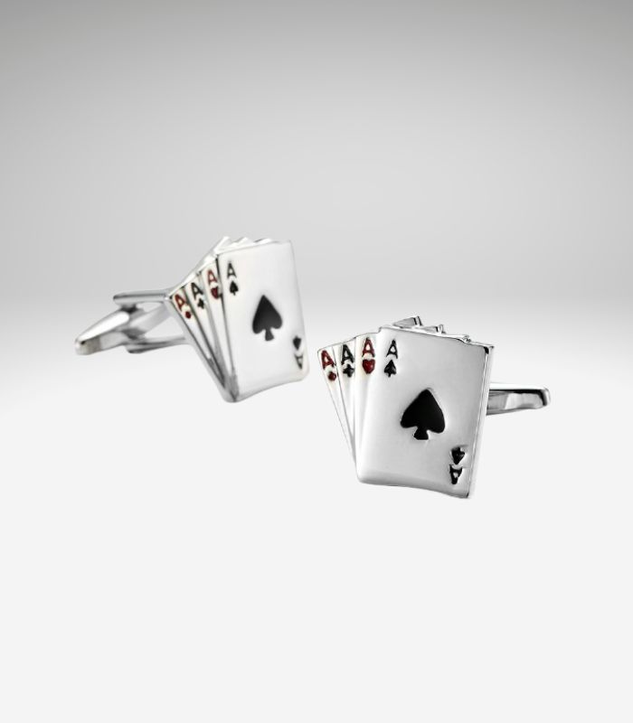 Poker Ess sølvfarvede manchetknapper
