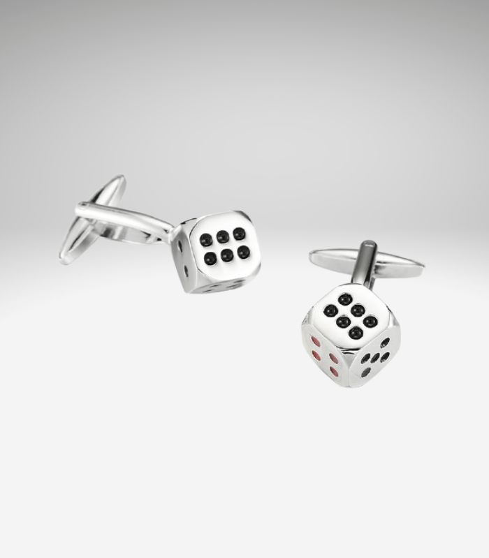 Terning sølvfarvede manchetknapper