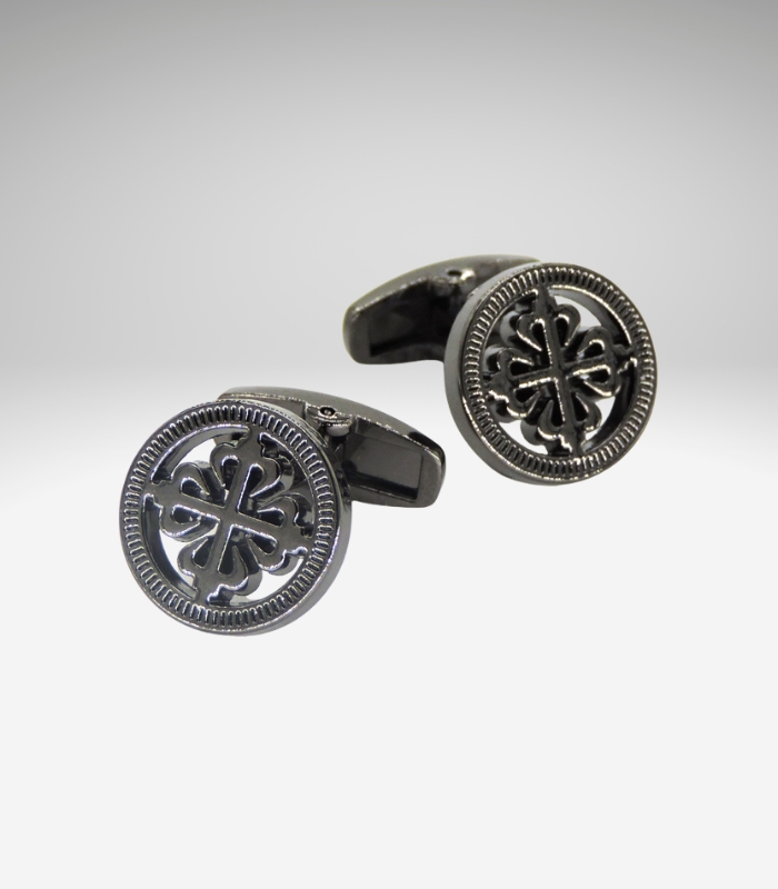 Sorte manchetknapper med Calatrava kors