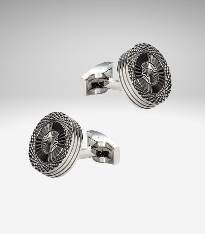 Sølvfarvede Manchetknapper med Radiant Mønster