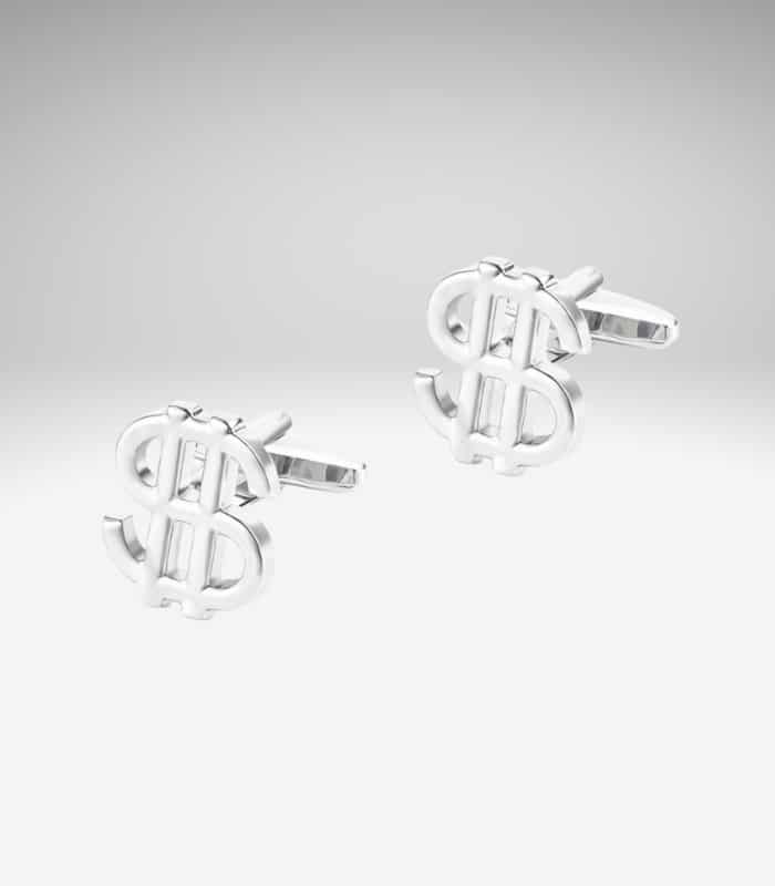 Sølvfarvede dollartegn manchetknapper