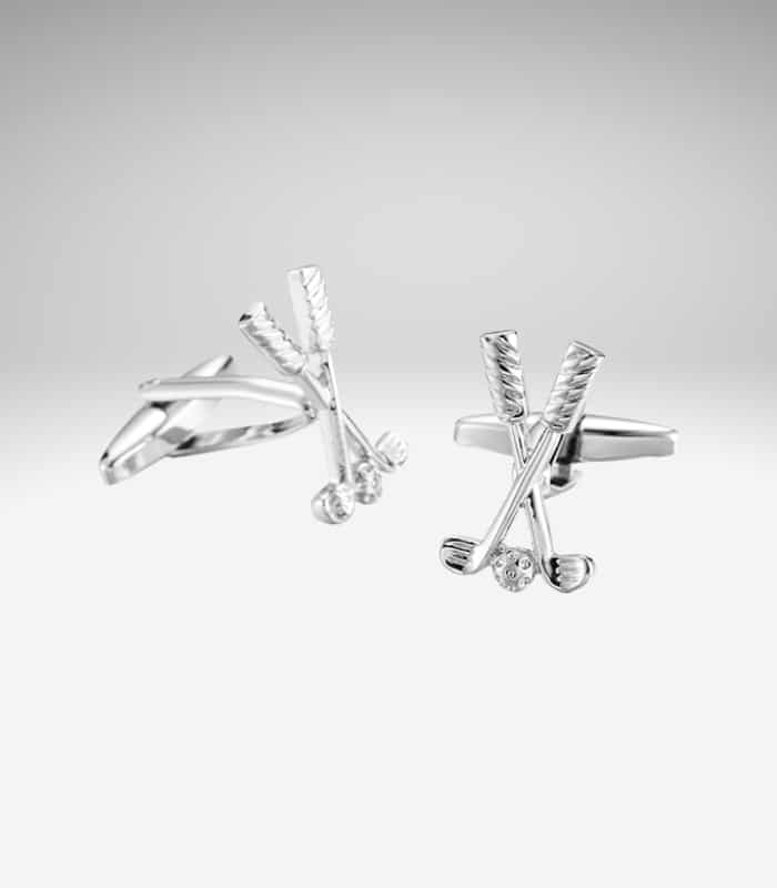 Sølvfarvede golfkølle manchetknapper