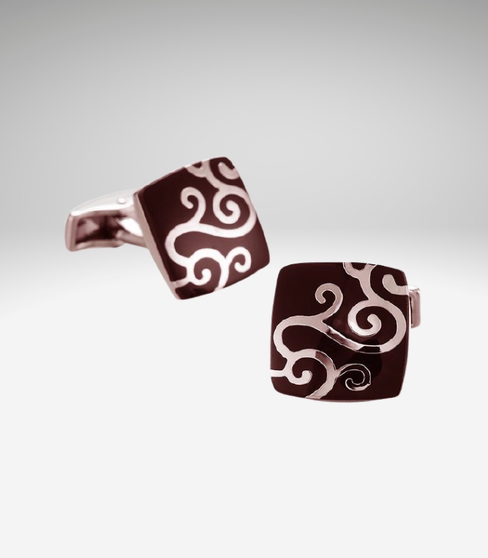 Mørkerøde Manchetknapper med Swirls