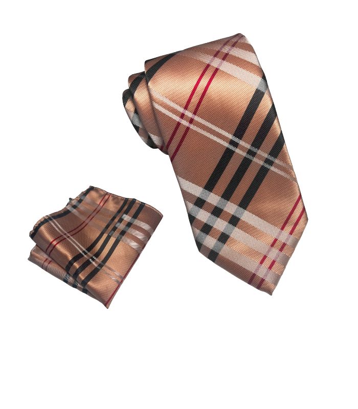 Beige Ternet Slips med Sort og Rød Accent