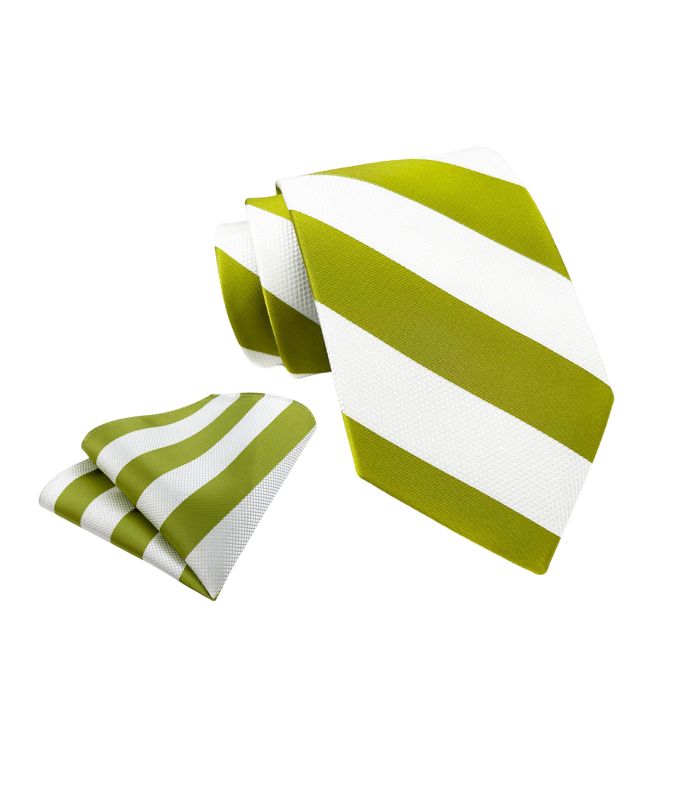 Grønt og Hvidt Stribet Slips