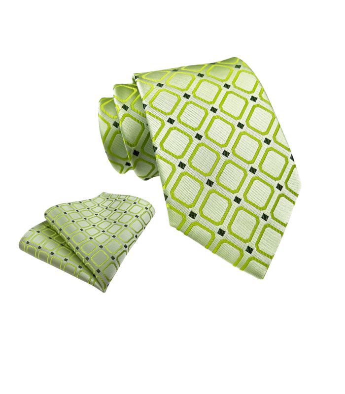 Grønt Geometrisk Mønstret Slips