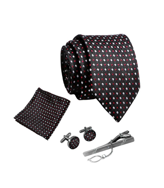Sort med Røde Prikket Slips
