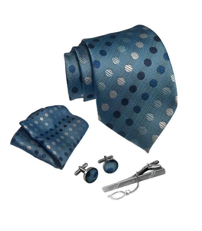 Blåt Slips med Varierte Mønstre