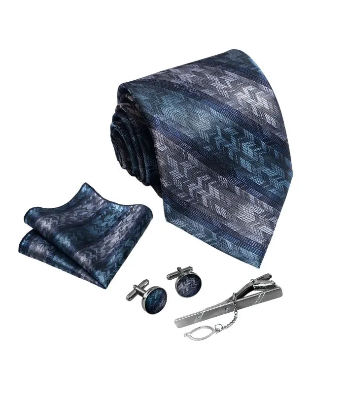 Blå Zigzag Mønster Slips