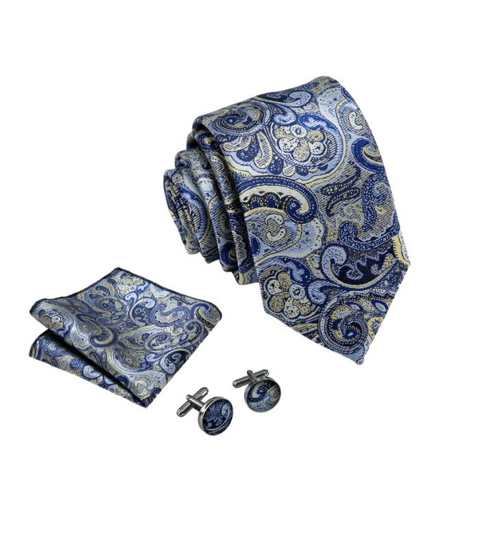 Klassisk Paisley Slips i Blå og Hvid