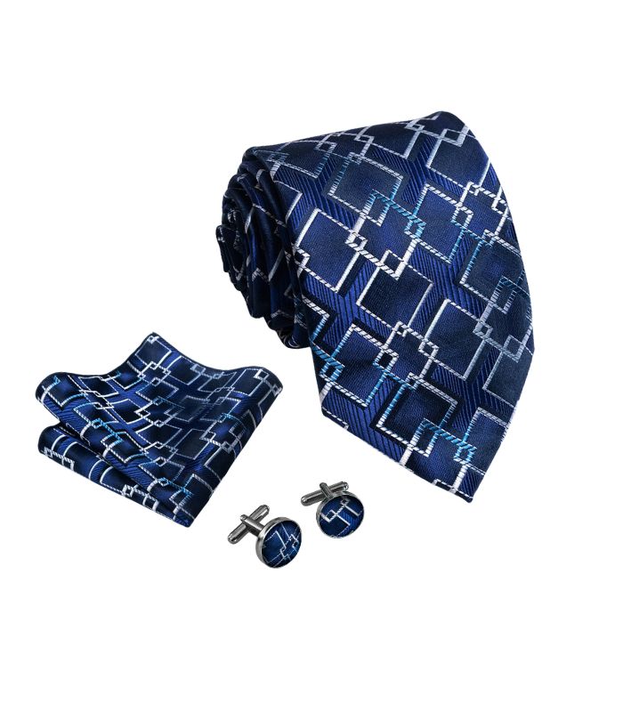 Moderne Krydsmønstret Slips i Blå