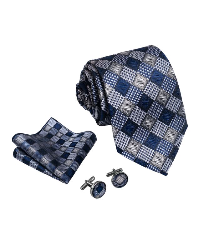 Klassisk Ternet Slips i Blå og Grå