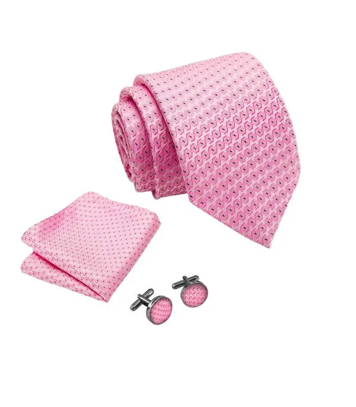 Lyserødt slips med mønstret vævning og glansfuldt finish
