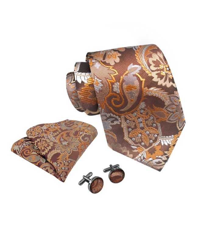 Orange Paisley Slips med Brune Nuancer