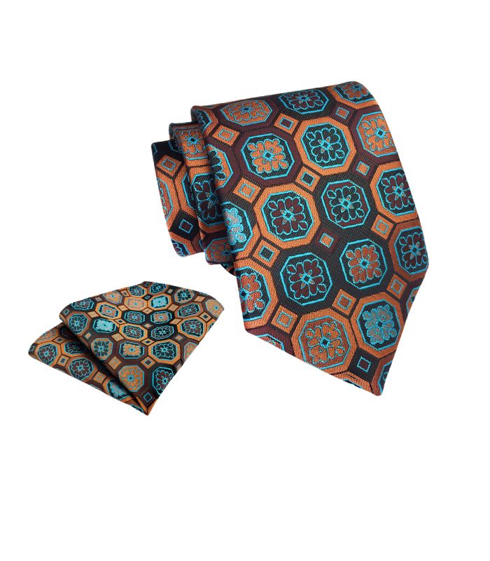 Turkis og Orange Geometrisk Slips