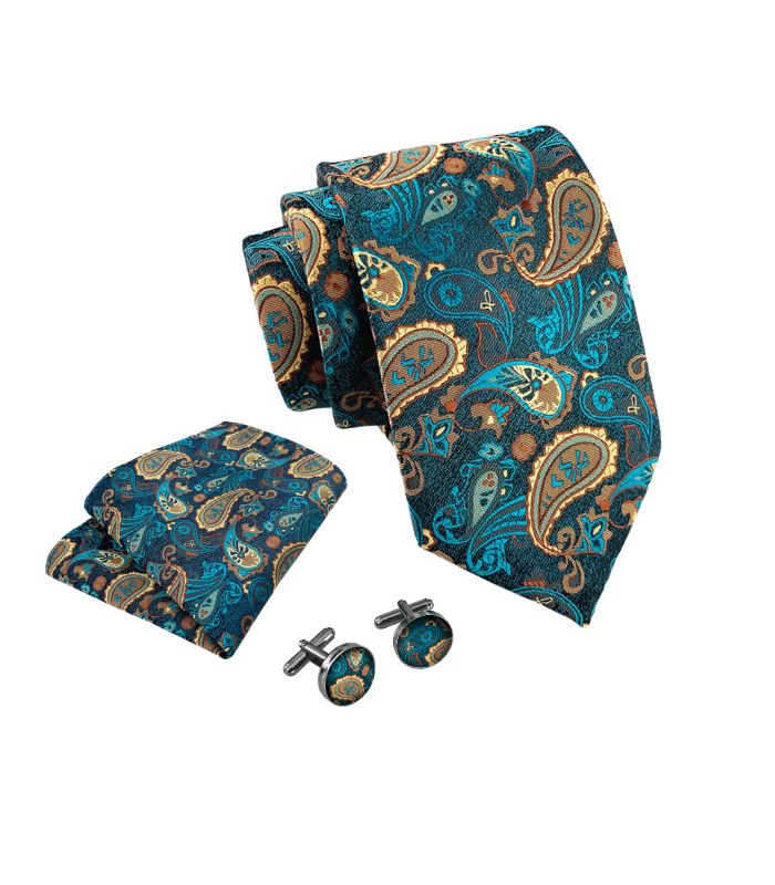 Turkis Paisley Mønstret Slips