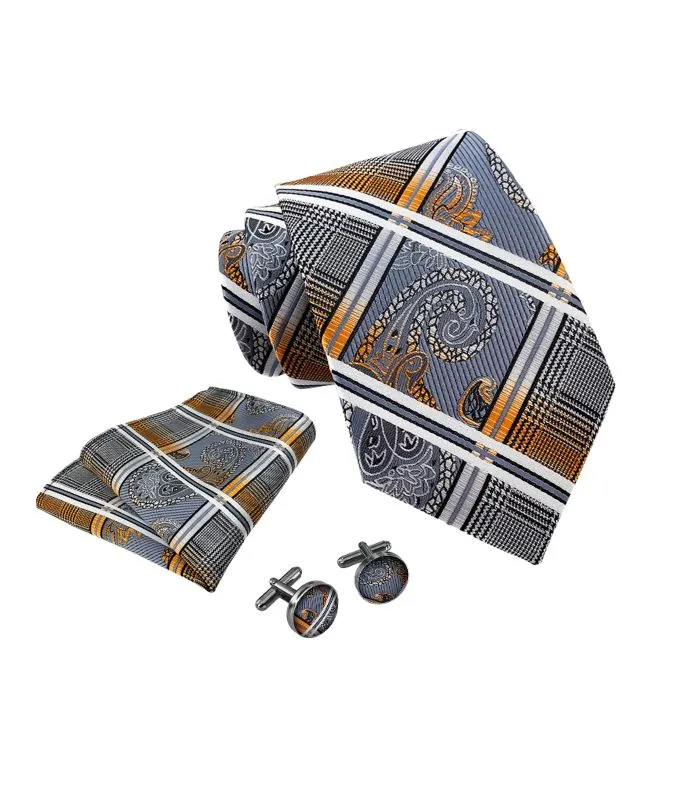 Gråt Slips med Gyldne Detaljer